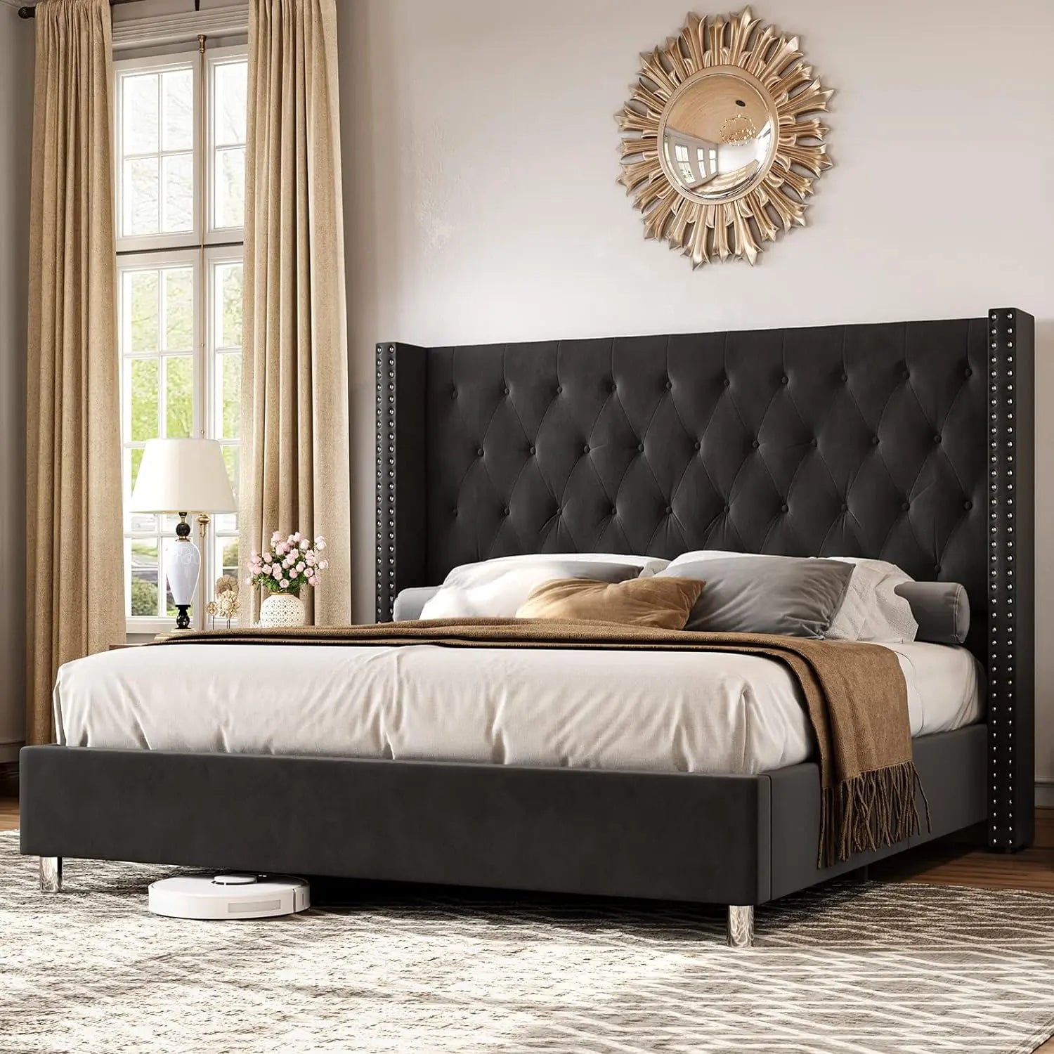 Black Velvet Bed Frame Amerlife