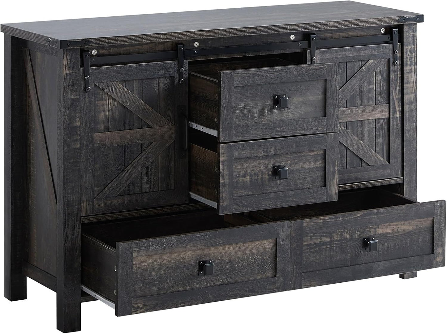 Alderman 3-Piece Farmhouse Bedroom Set Amerlife Queen / Black Oak