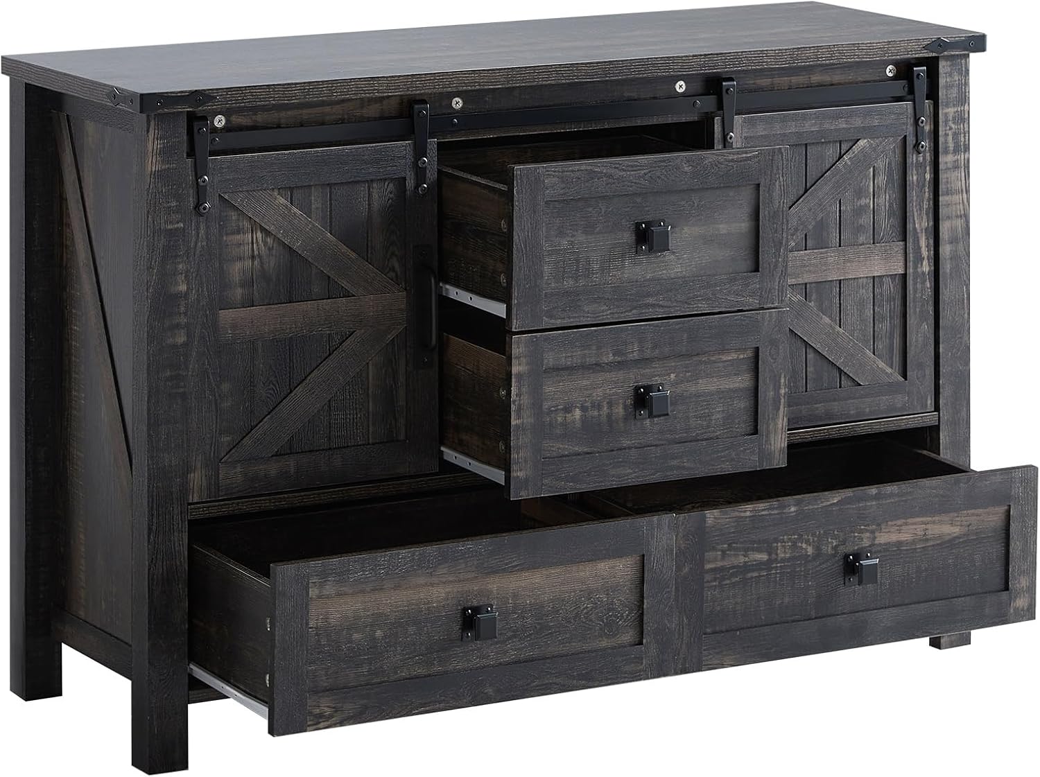 Alderman 3-Piece Farmhouse Bedroom Set Amerlife Queen / Black Oak