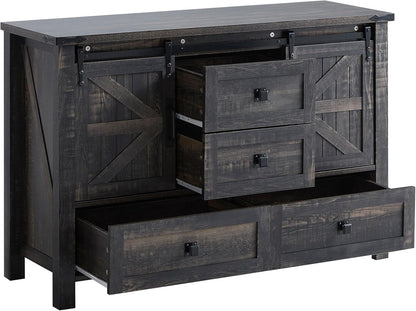 Alderman 3-Piece Farmhouse Bedroom Set Amerlife Queen / Black Oak