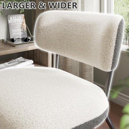 Cocoon Wider Boucle Vanity Chair Amerlife White&grey