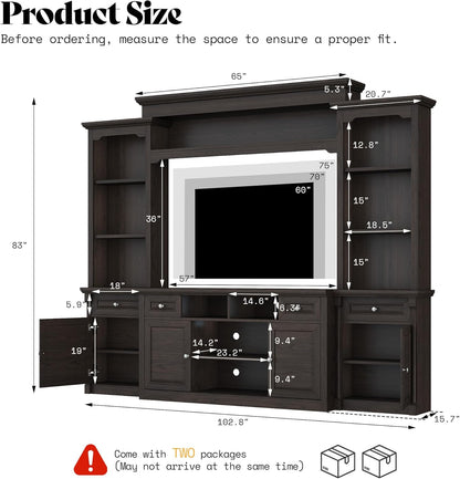 Cortina Rustic Wall Unit Entertainment Center Amerlife Dark Walnut