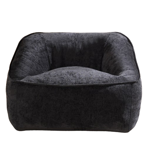 Amerlife Oversized Bean Bag Lounge Chair-Black Chenille