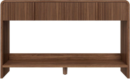 Curvia Wooden Console Table Amerlife Fluted Panel / 45" / Brown