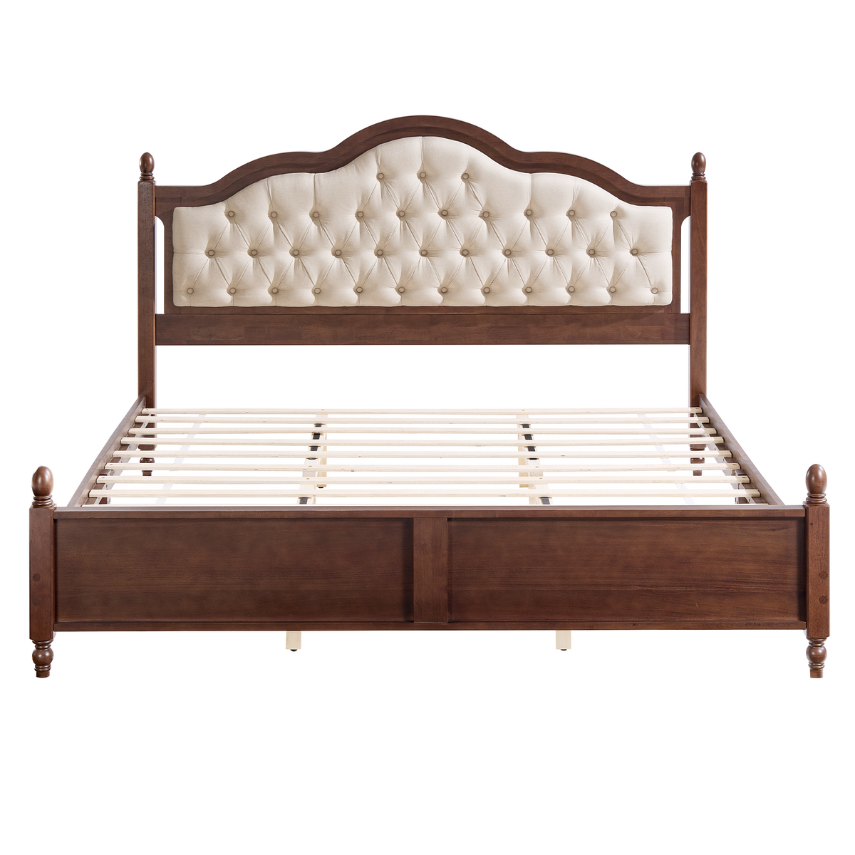 Astor Solid Wood King Bed Frame with Headboard-King-Walnut