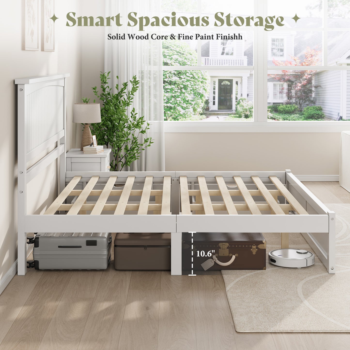 Solid Wood Platform Bed Frame-King-Espresso Brown