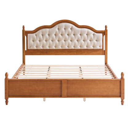 Astor Solid Wood Bed Frame with Upholstered Headboard