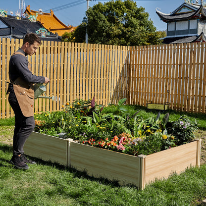 Tenon Fir Wood Raised Garden Bed-8 x 4 x 1.25 FT