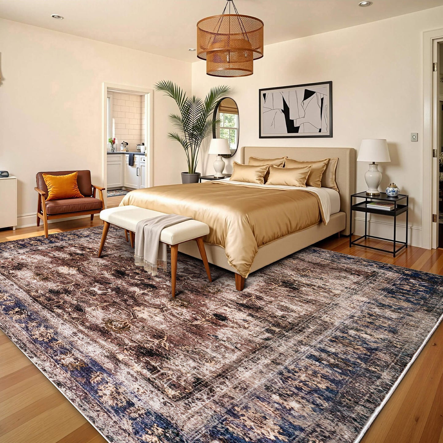 Machine Washable Vintage Area Rug - 8'10'RetroRed