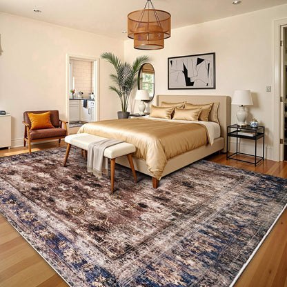 Machine Washable Vintage Area Rug - 8'10'RetroRed