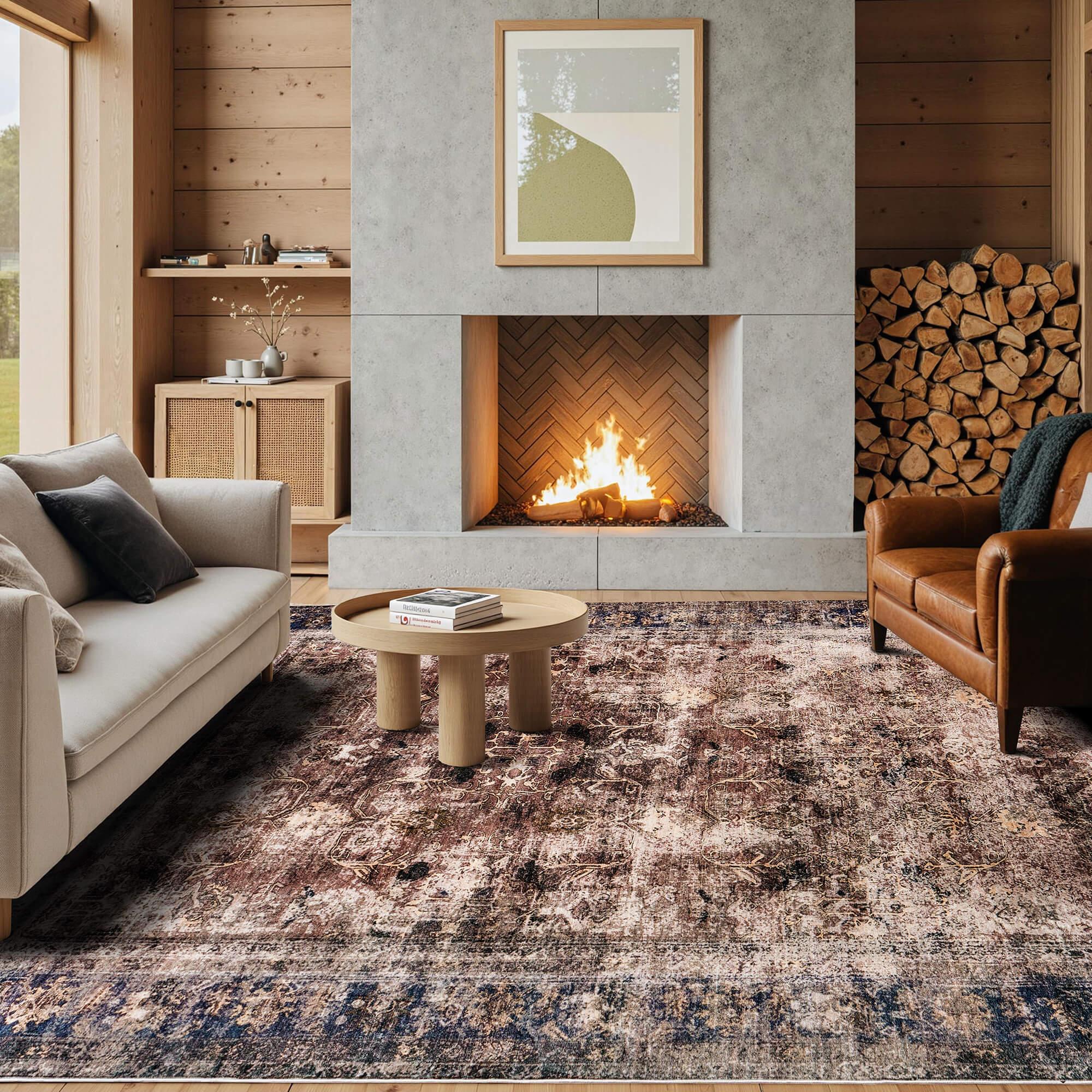 Amerlife Machine Washable Vintage Area Rug with Non-Slip Backing