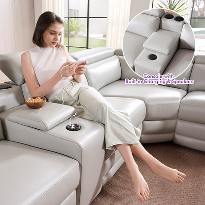 Vesper Dual Power Electric Reclining Sofa  Light Grey