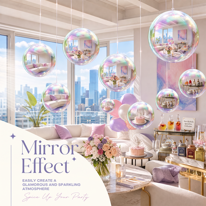 Vibe Reusable Inflatable Mirror Balls for Disco Parties & Events-4PCS-19.7"+31.5"+47.2"+59.1"-Iridescent