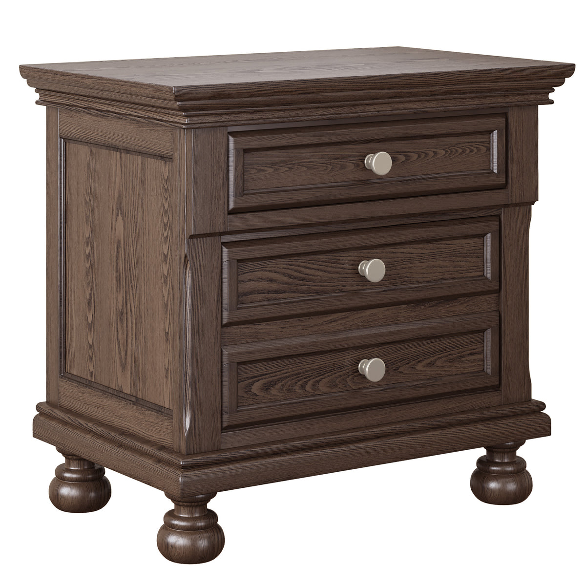 Bobbin Dark Solid Wood Nightstands-Dark Walnut-1 Piece