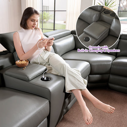 Vesper Dual Power Electric Reclining Sofa  Dark Grey