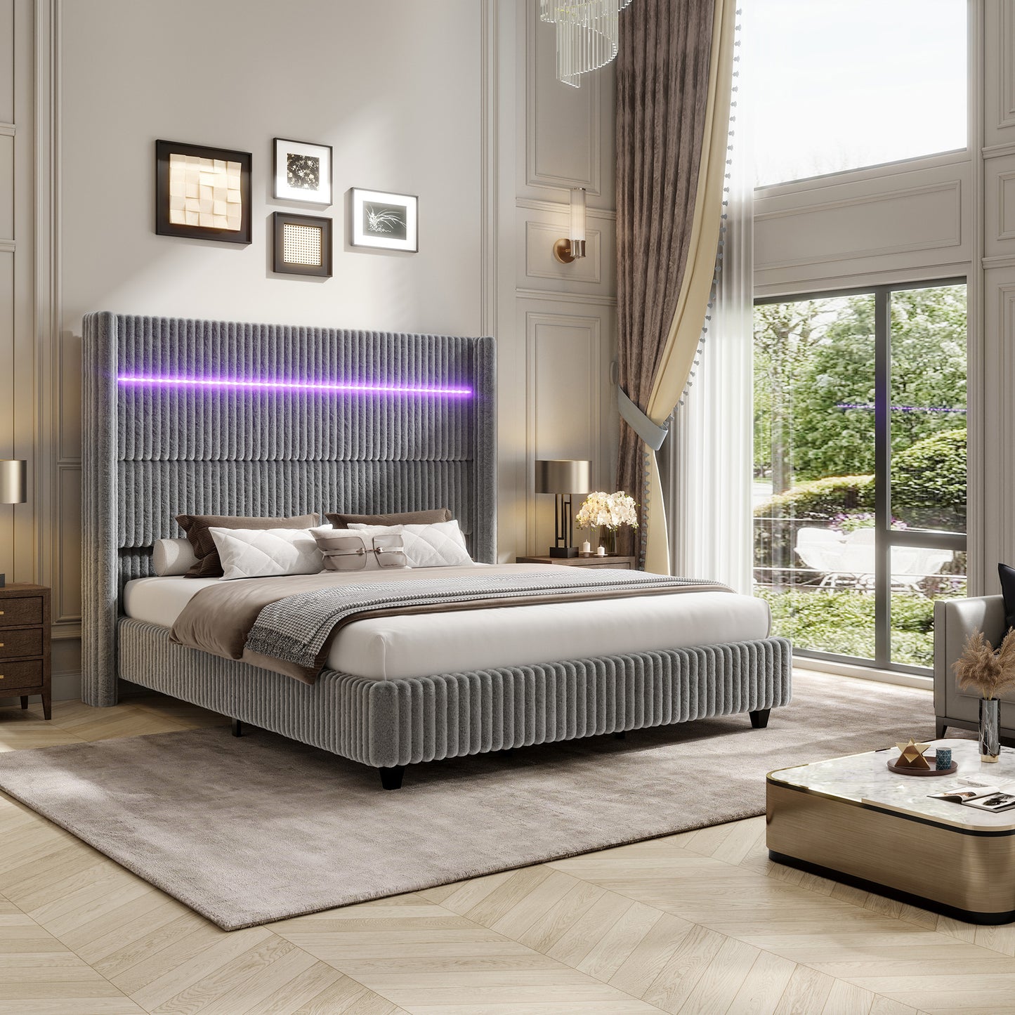 Warren Faux-Fur Bed Frame Amerlife 