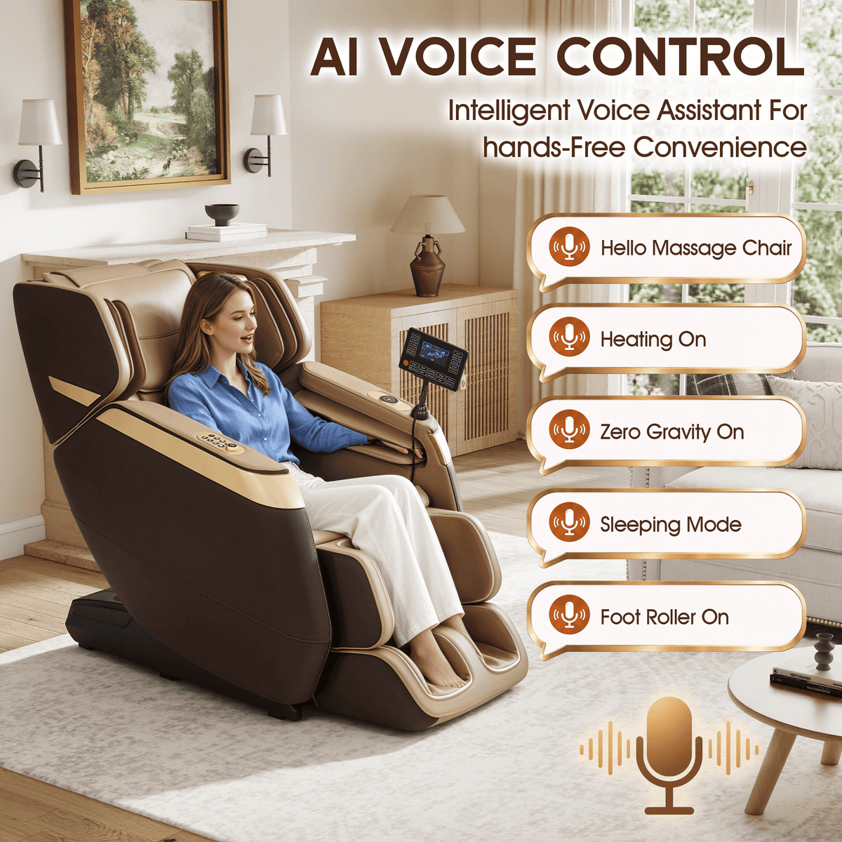 Smart 3D Zero Gravity Massage Chair-Wider Version-Brown