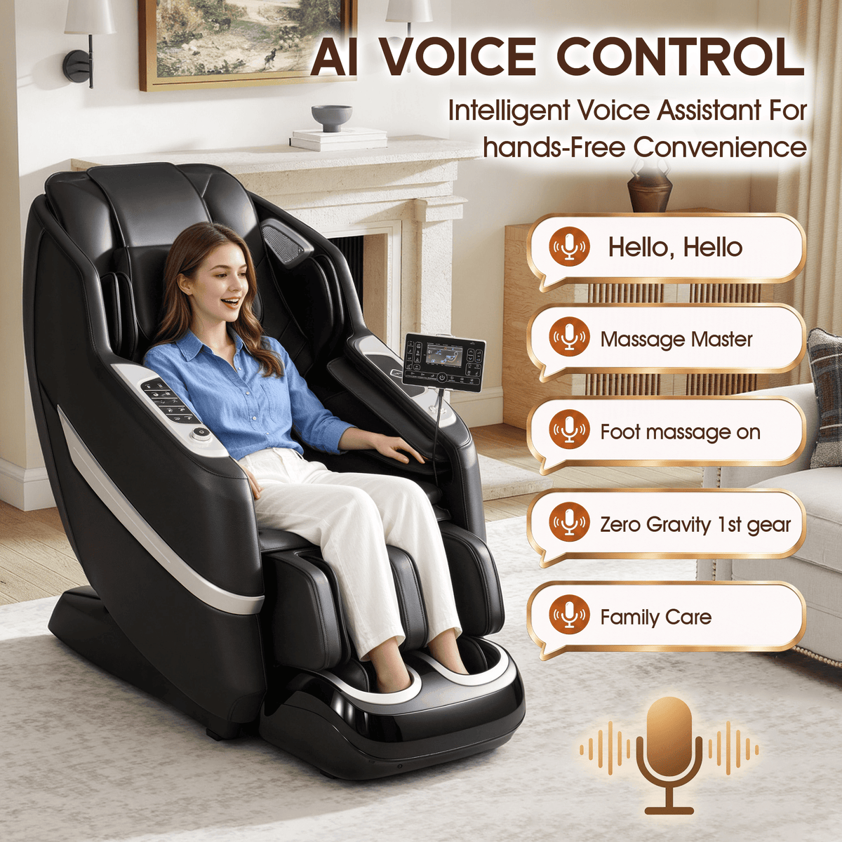 Smart 3D Zero Gravity Massage Chair-3D Massage Roller-Black