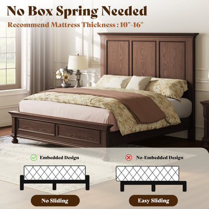 Bobbin Solid Wood Platform Bed-Brown-King