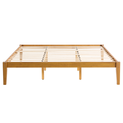 Quill Japanese Joinery Solid Wood Platform Bed Frame-King-Honey Brown