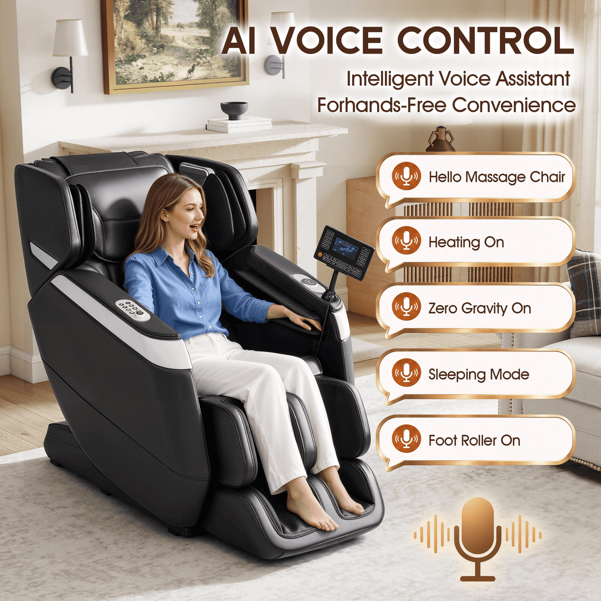 Smart 3D Zero Gravity Massage Chair-Wider Version-Black