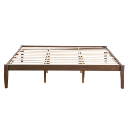 Quill Japanese Joinery Solid Wood Platform Bed Frame-Queen-Dark Walnut