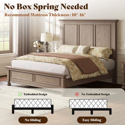 Bobbin Solid Wood Platform Bed-Taupe Gray-King