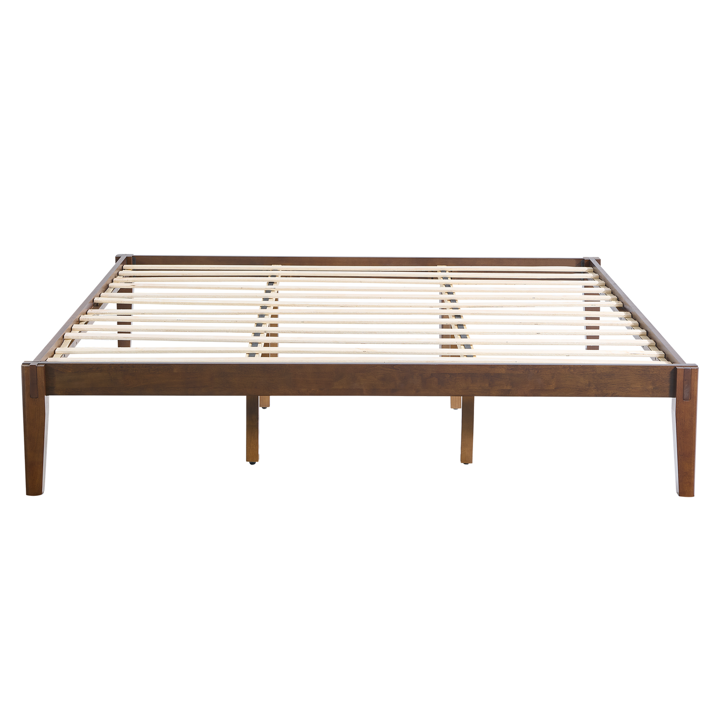 Quill Japanese Joinery Solid Wood Platform Bed Frame-Full-Dark Walnut