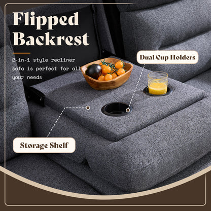 L-Shaped Power Reclining Sectional Sofa with Console-5-Seat L-Shaped-Dark Grey