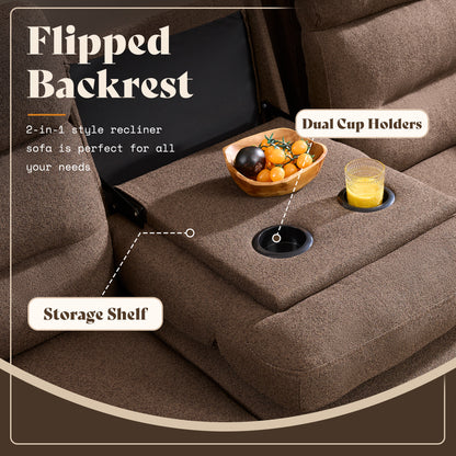 L-Shaped Power Reclining Sectional Sofa with Console-5-Seat L-Shaped-Brown
