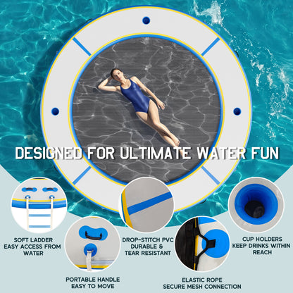 Nixie Inflatable Water Hammock-12*12FT / Circle / Gray+Black