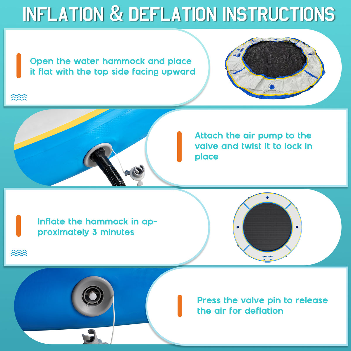Nixie Inflatable Water Hammock-12*12FT / Circle / Gray+Black