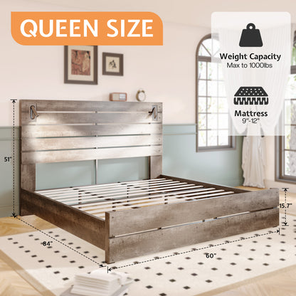 Ashford 51"H Bed Frame Amerlife / Rustic Gray