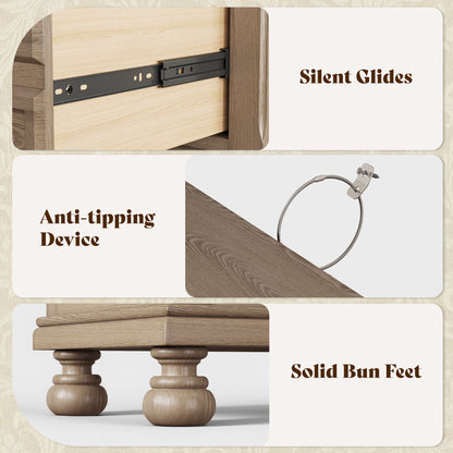 Bobbin Dark Solid Wood Nightstands Set-Warm Taupe-2-Piece Set