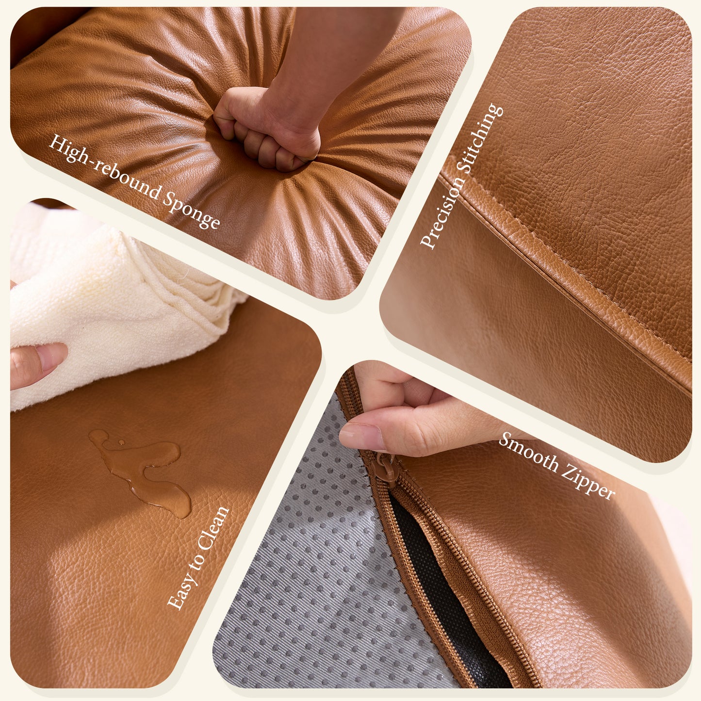 Amerlife Oversized Bean Bag Lounge Chair-Brown Pu