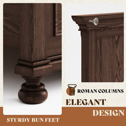Bobbin Solid Wood Platform Bed-Brown-Queen