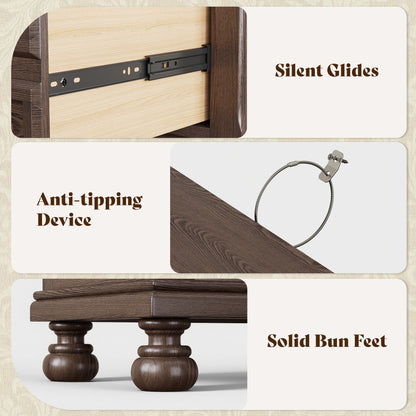 Bobbin Dark Solid Wood Nightstands Set-Dark Walnut-2-Piece Set