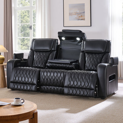 AMERLIFE Recliner Sofa with Zero Gravity, Home Theater Seating, Black