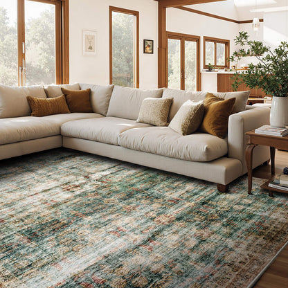 Machine Washable Vintage Area Rug - 9'12'Blue