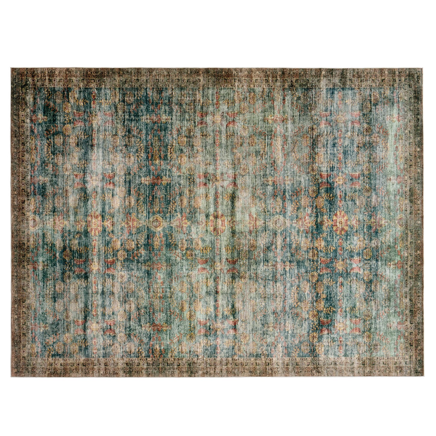 Machine Washable Vintage Area Rug - 9'12'Blue