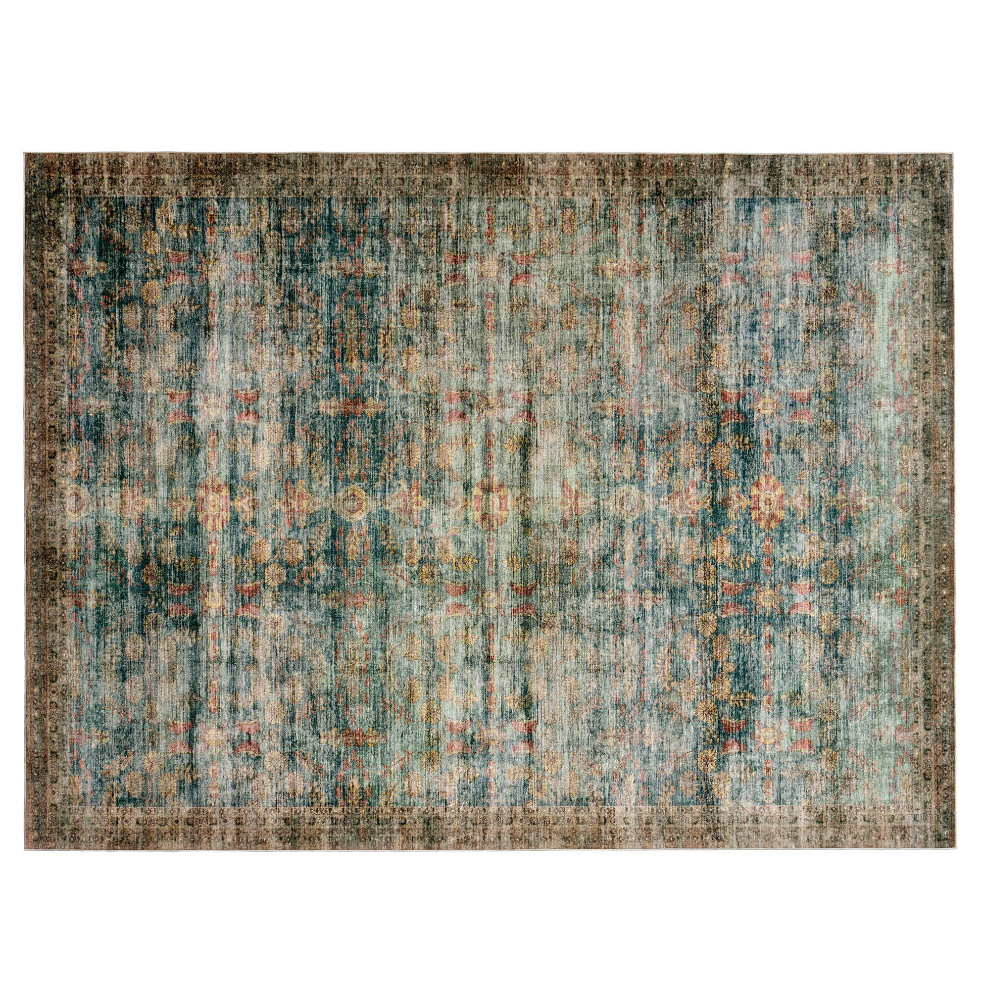 Machine Washable Vintage Area Rug - 9'12'Blue