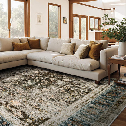 Machine Washable Vintage Area Rug - 9'12'RetroBrown