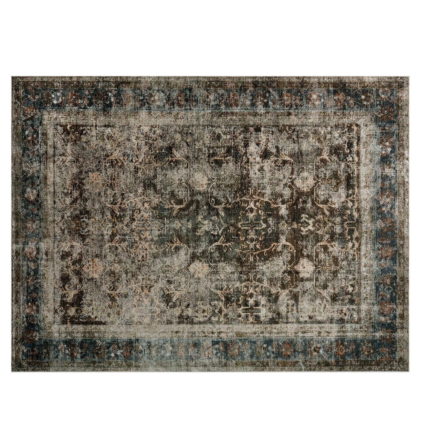Machine Washable Vintage Area Rug - 9'12'RetroBrown