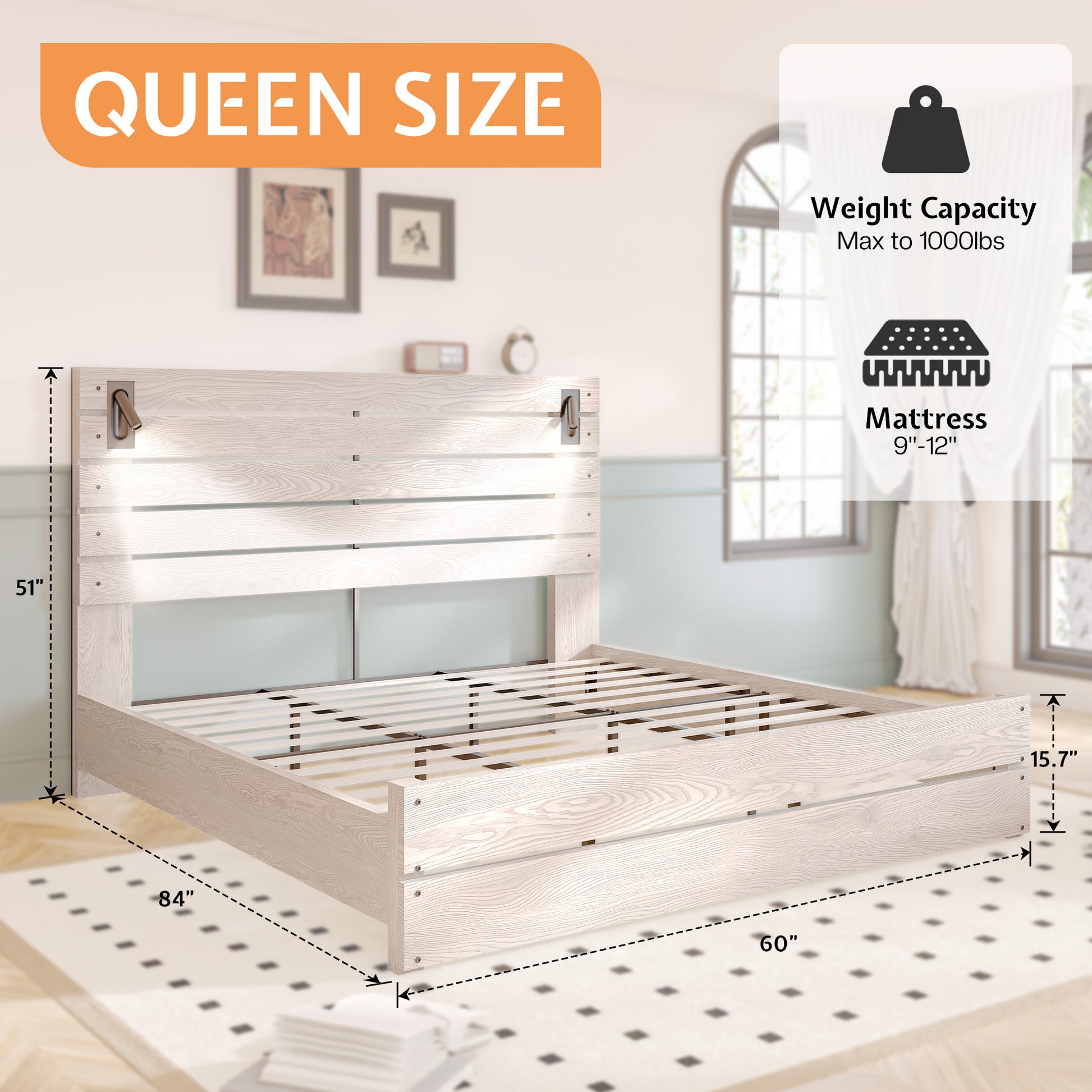 Ashford 51"H Bed Frame Amerlife / Ash White