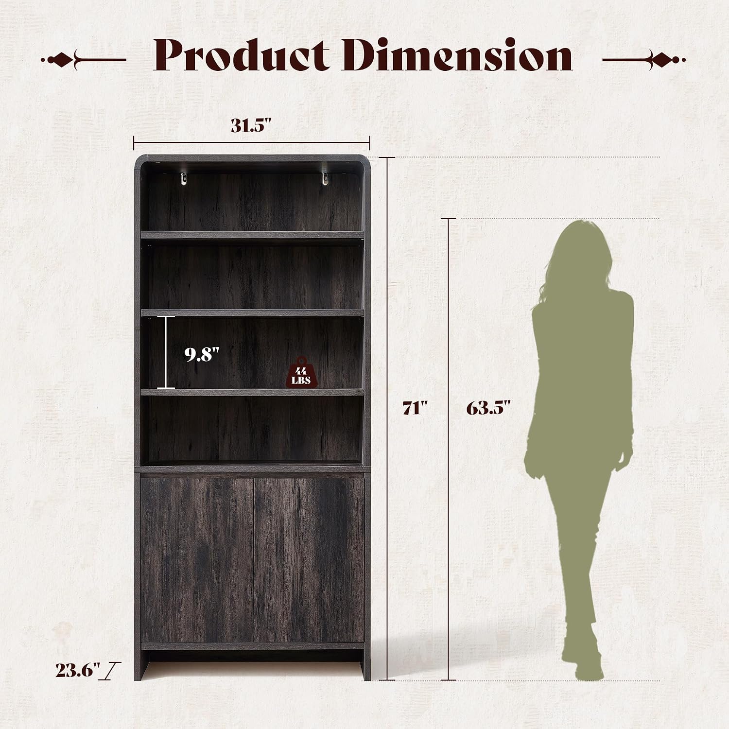 Arcova 71" Tall Bookshelf Amerlife Black