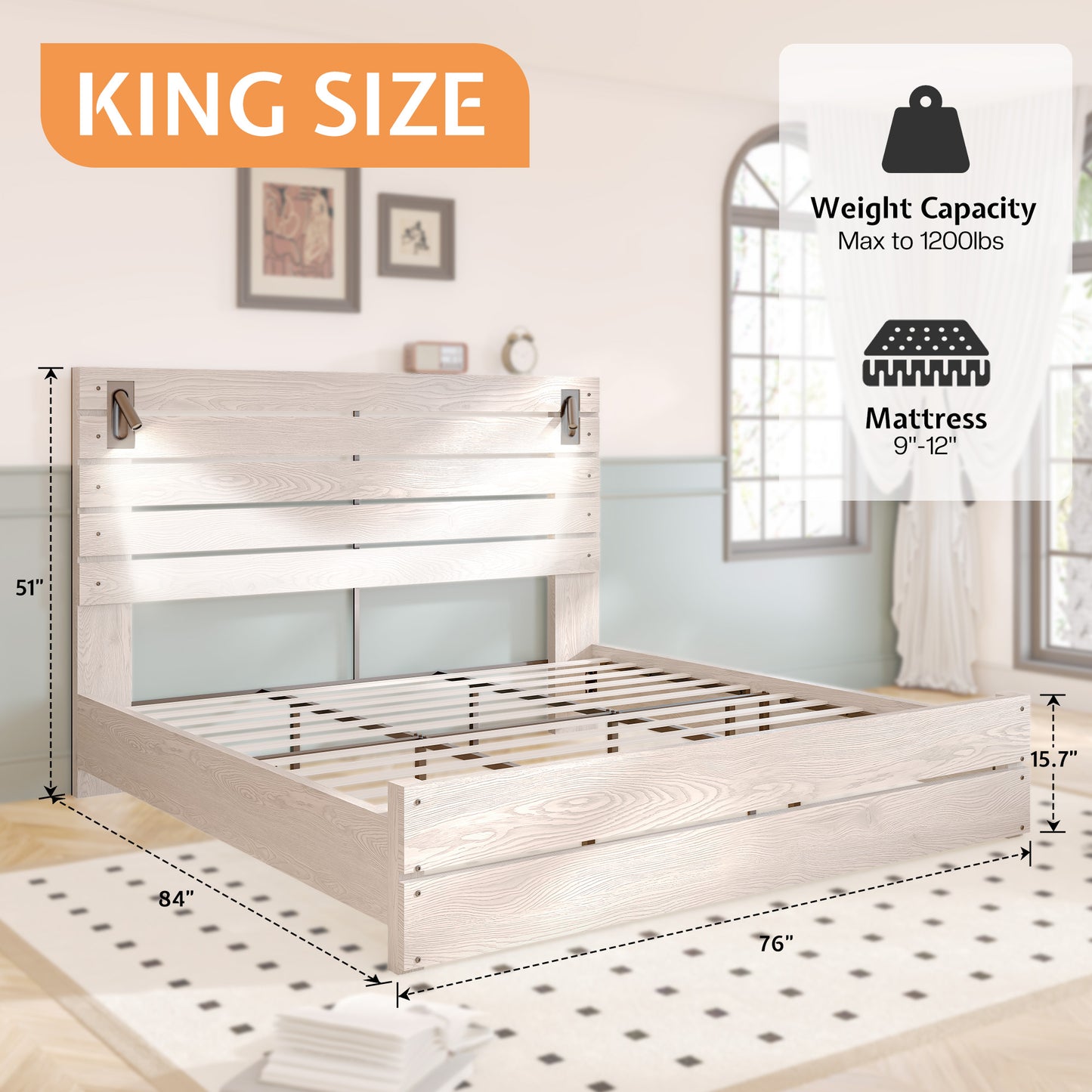 Ashford 51"H Bed Frame Amerlife / Ash White