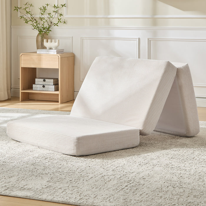 Fold 6-Inch Tri-Fold Folding Mattress-Twin-Beige