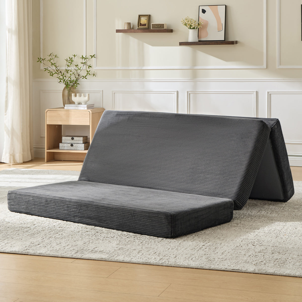 Fold 6-Inch Tri-Fold Folding Mattress-Full-Grey