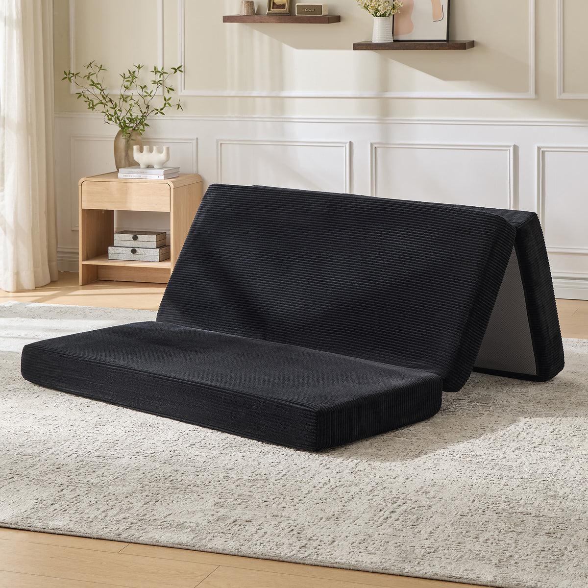 Fold 6-Inch Tri-Fold Folding Mattress-Full-Black