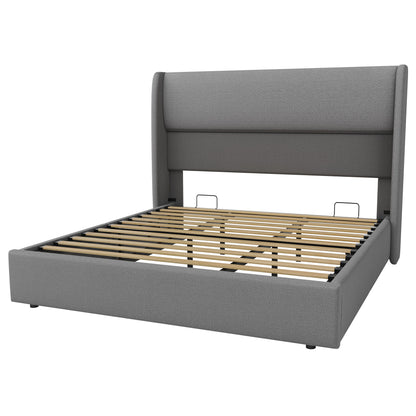 Haven Upholstered Hydraulic Storage Bed Frame-King-Light Grey